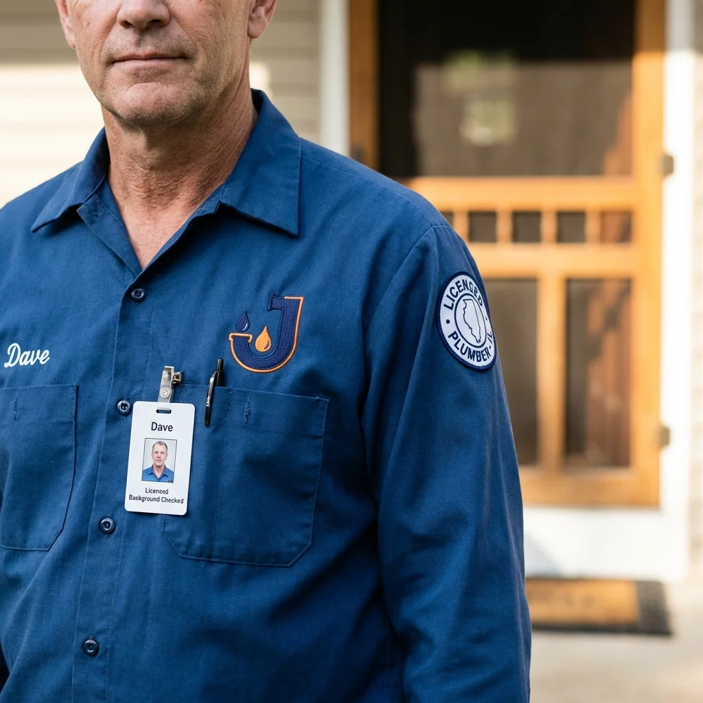 Licensed plumber showing ID badge in Valley Stream, NY