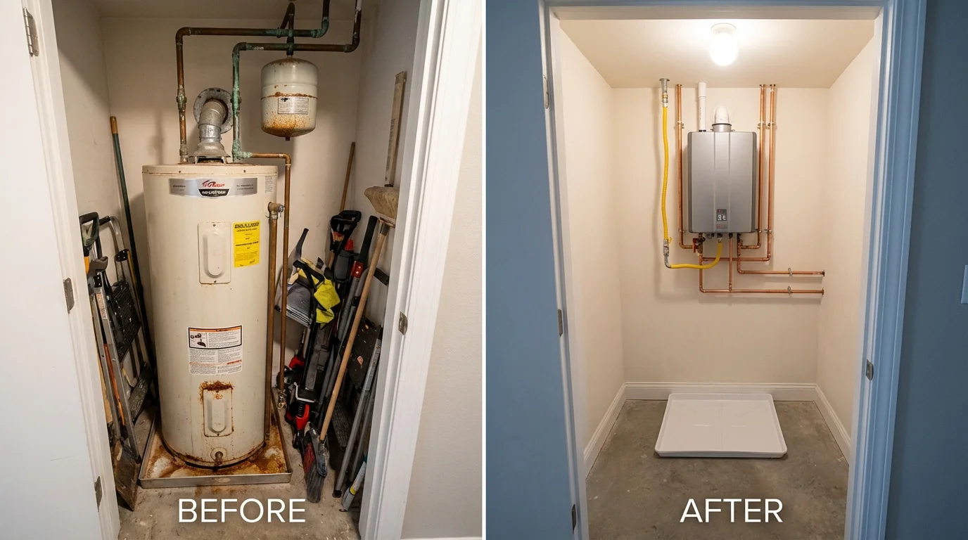 Tank water heater versus wall-mounted tankless unit comparison for Valley Stream, NY homeowners