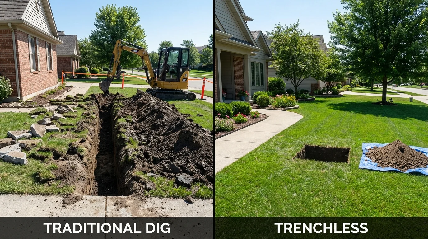Trenchless sewer repair with minimal yard damage versus traditional excavation in Valley Stream, NY